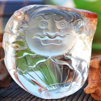 紅兔毛俏色白水晶鐘馗納福吊墜